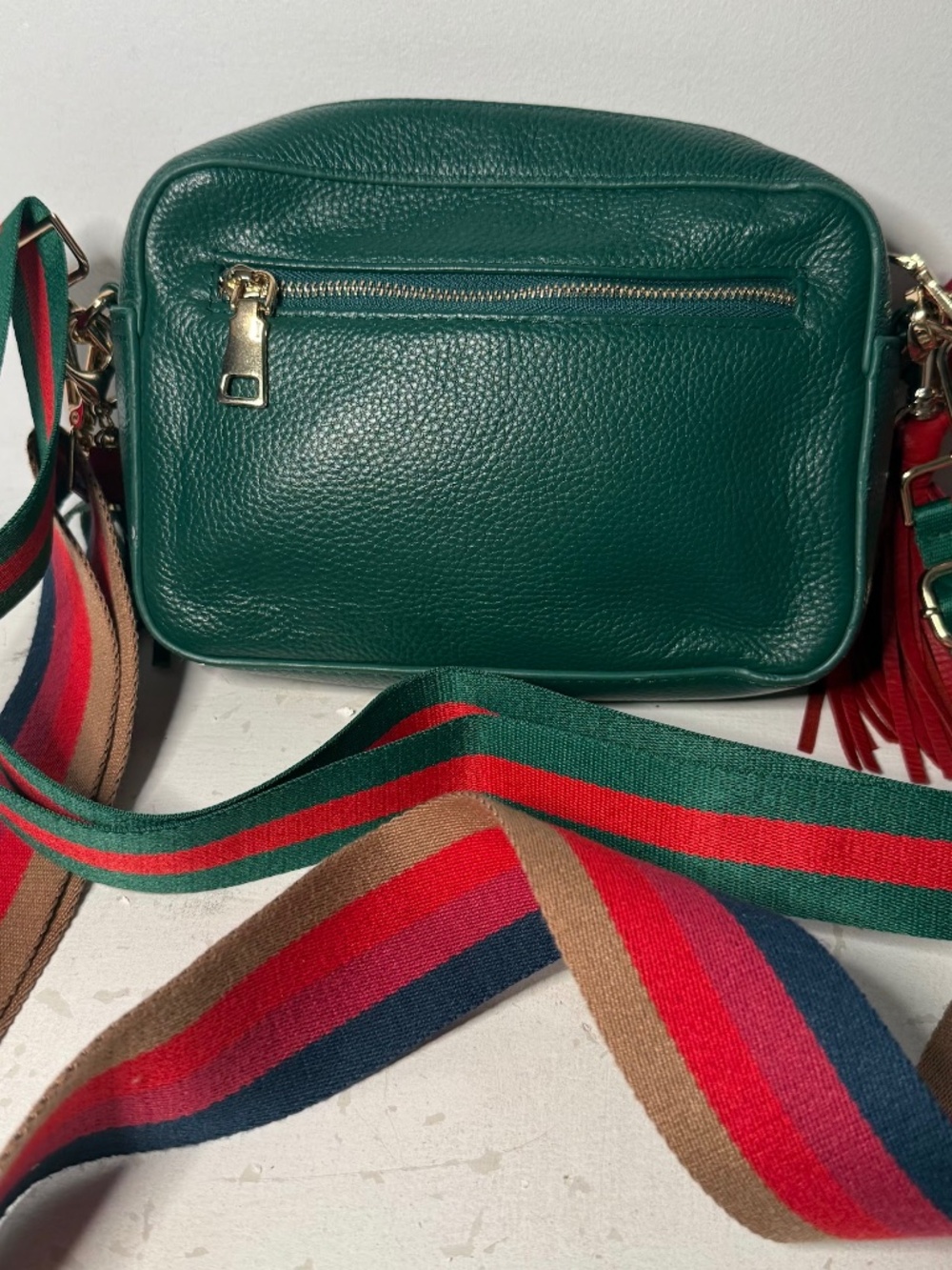 Pom Pom London Original Plus Leather Crossbody Camera Bag District Line Green